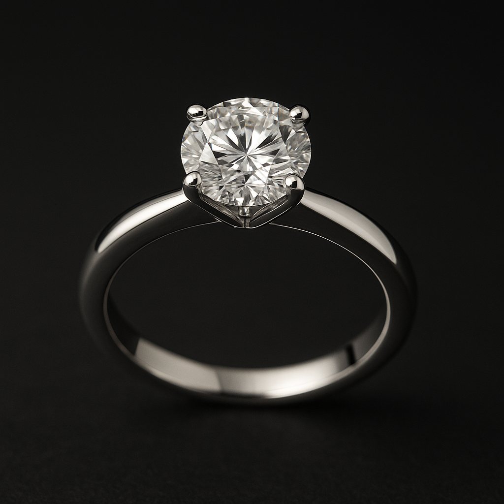 Custom by HK – White Gold Solitaire Engagement Ring